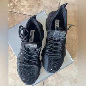 Steve Madden | Women’s All-Black Rhinestone Embellished Sneakers Shoes